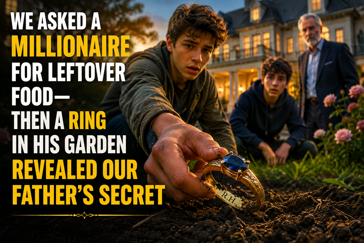 A mysterious ring in a millionaire's garden reveals a father's secret