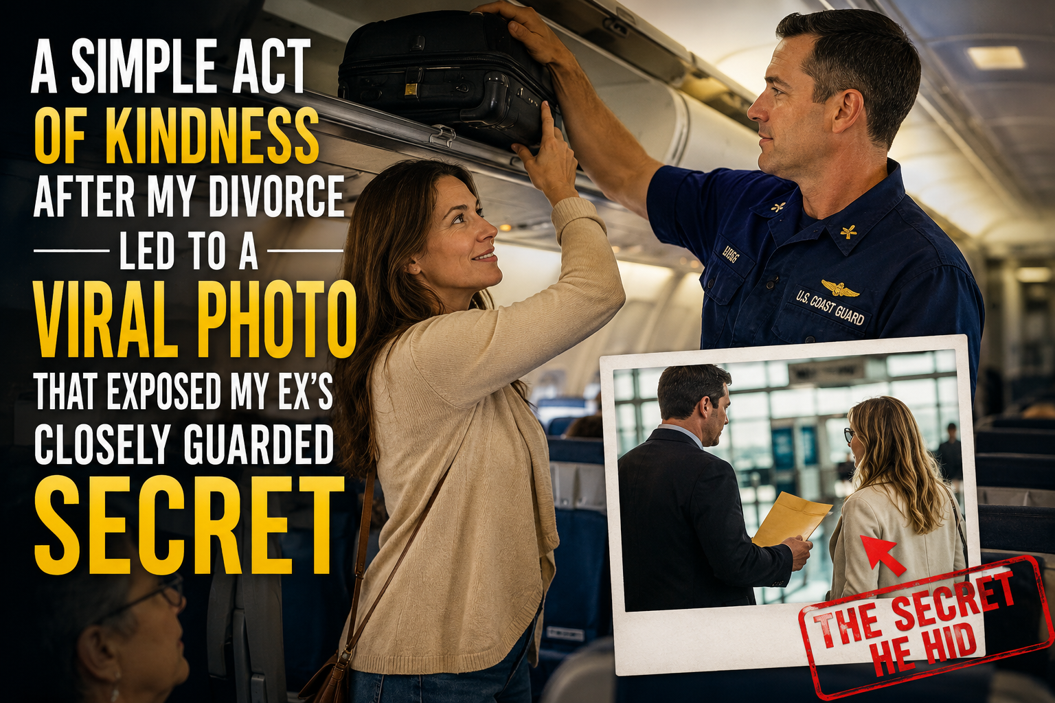 Woman helping a Coast Guard commander on a flight before a viral photo changed her life.